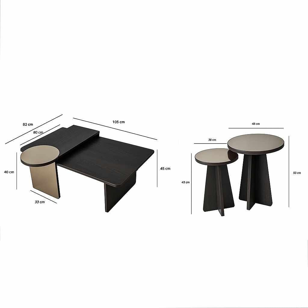 Set măsuțe suprapuse, 4 piese Luna, 82 x 40 x 33 cm, PAL melaminat — imaginea 3