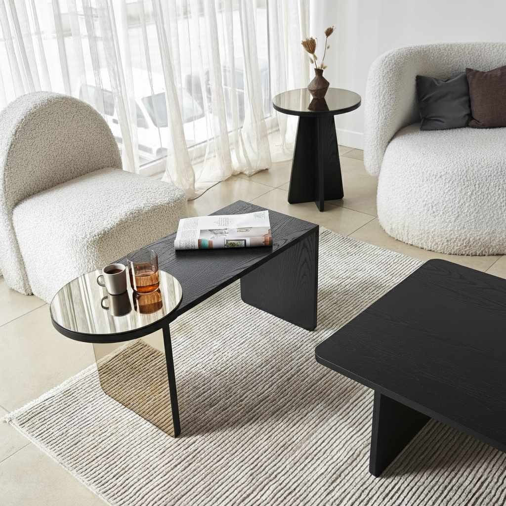 Set măsuțe suprapuse, 4 piese Luna, 82 x 40 x 33 cm, PAL melaminat — imaginea 4
