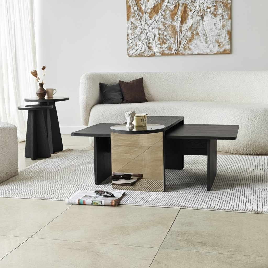 Set măsuțe suprapuse, 4 piese Luna, 82 x 40 x 33 cm, PAL melaminat — imaginea 5