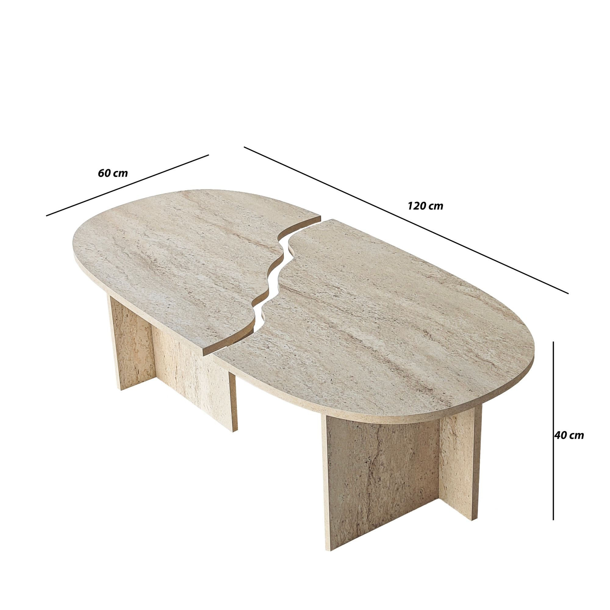 Masă de cafea Missisipi, 120 x 38 x 60 cm, PAL melaminat, design compact, travertin — imaginea 3