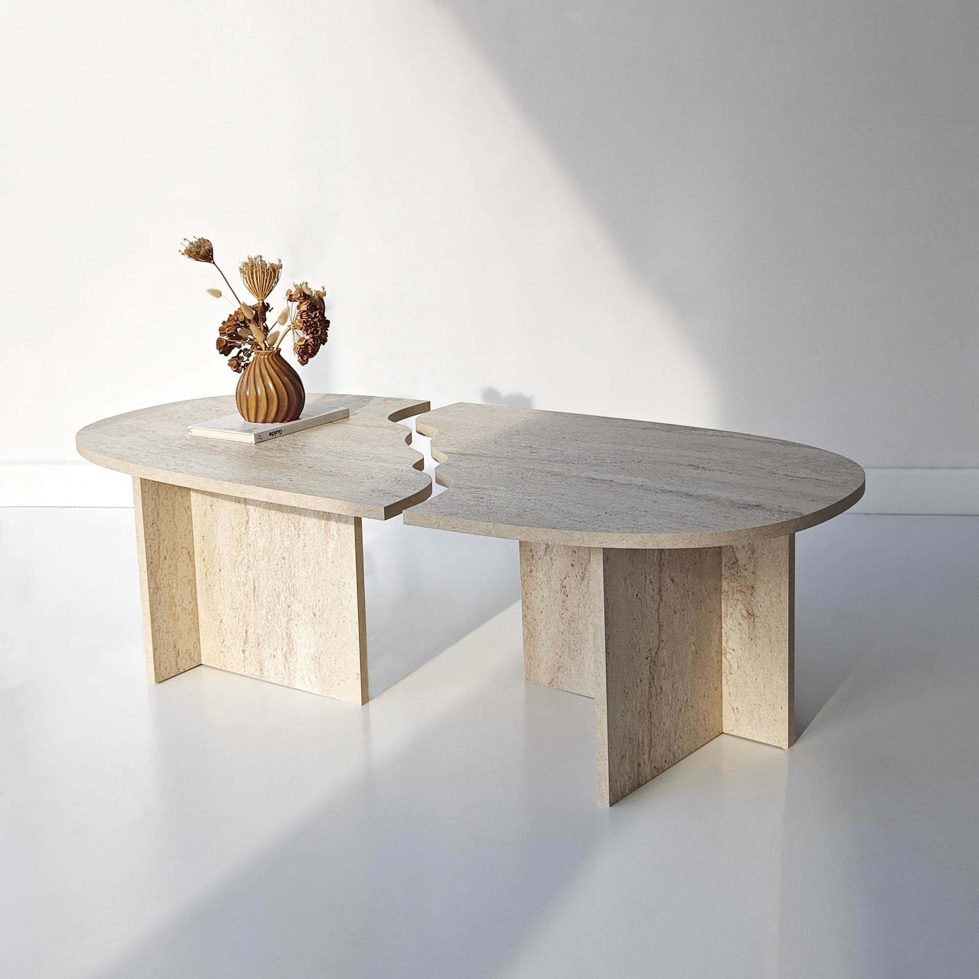 Masă de cafea Missisipi, 120 x 38 x 60 cm, PAL melaminat, design compact, travertin — imaginea 6