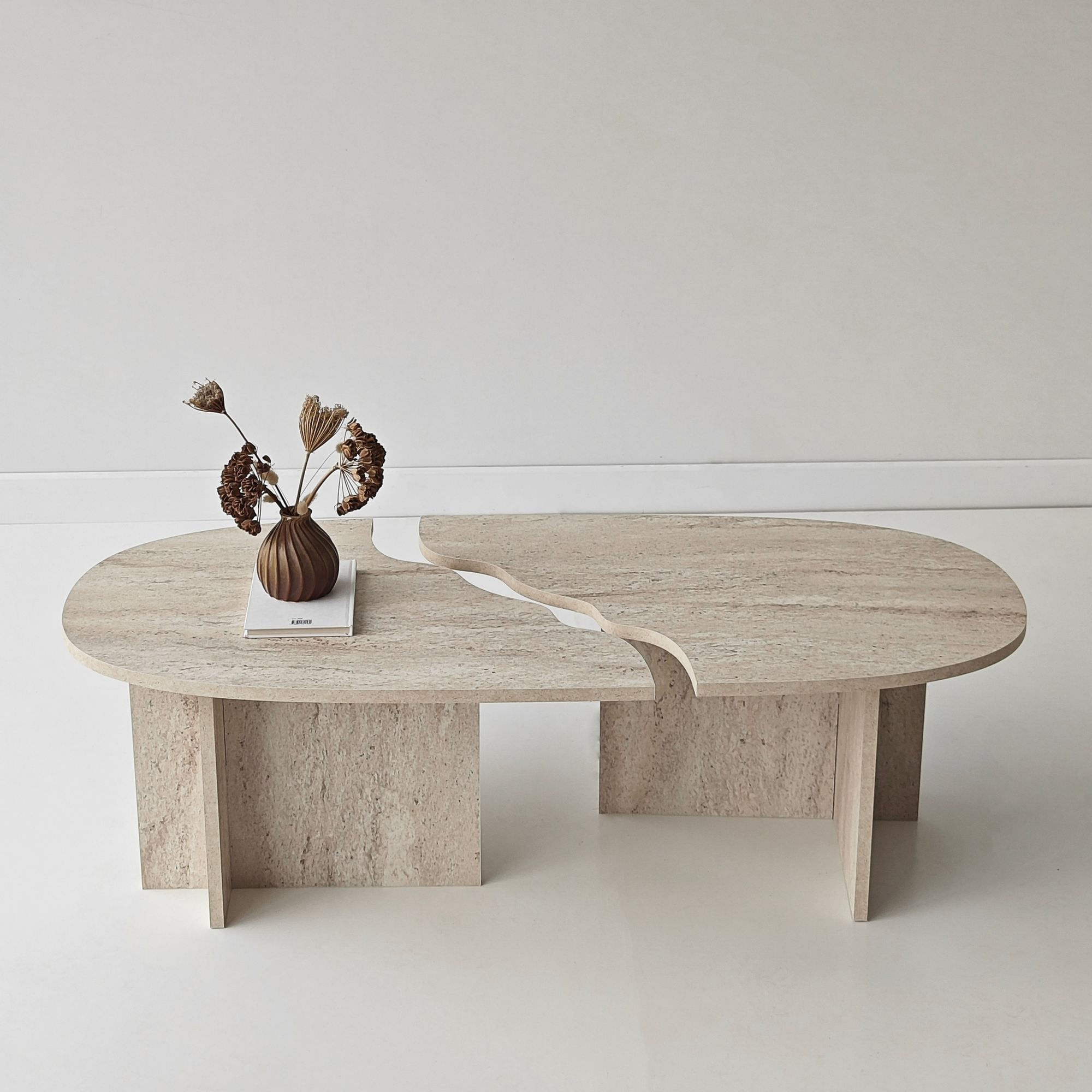 Masă de cafea Missisipi, 120 x 38 x 60 cm, PAL melaminat, design compact, travertin — imaginea 9