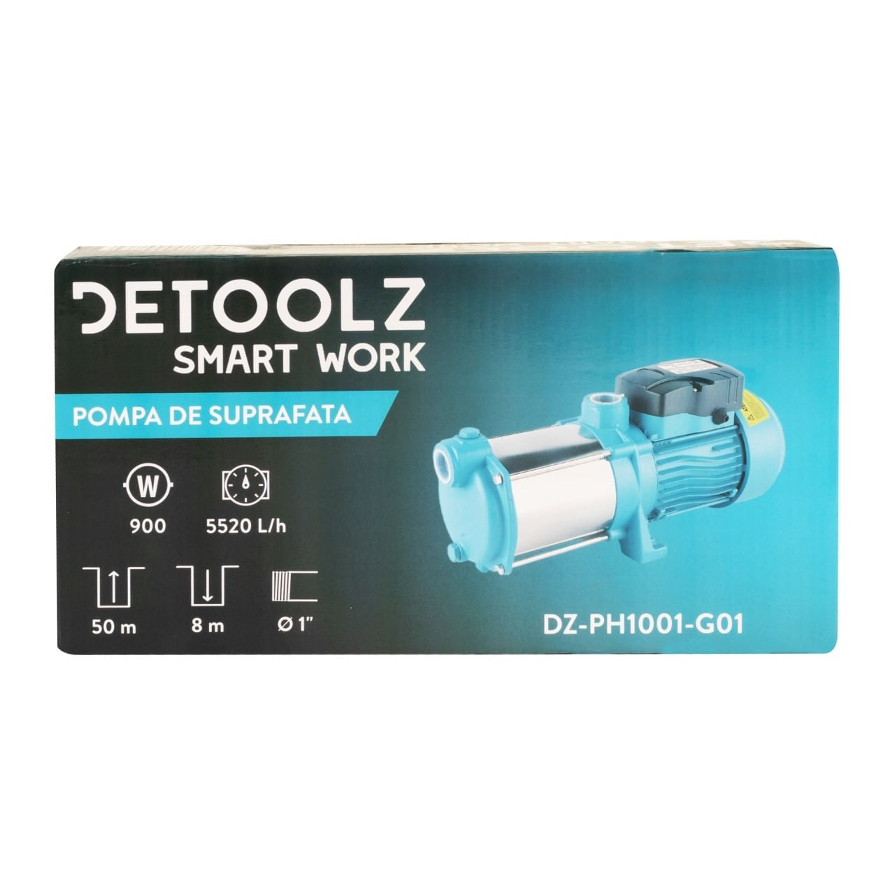 Pompa de suprafata detoolz, 0.9 kw, debit maxim 5520 l/h, inaltime maxima de pompare 50m, corp pompa fonta — imaginea 2