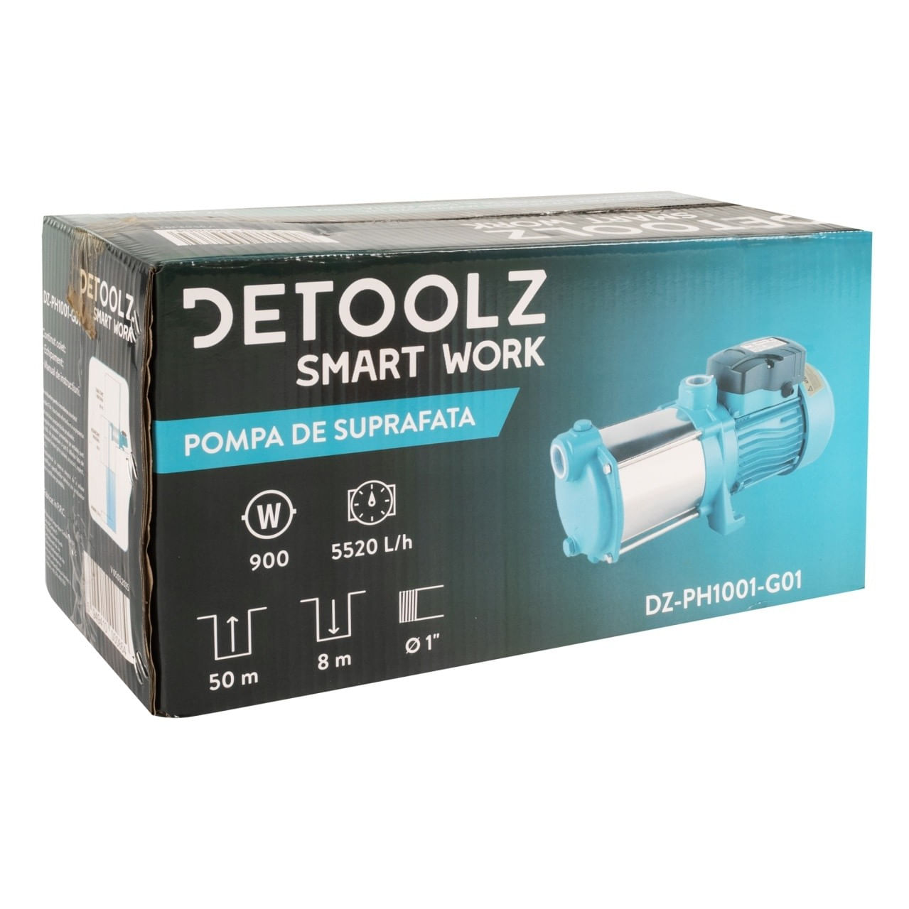 Pompa de suprafata detoolz, 0.9 kw, debit maxim 5520 l/h, inaltime maxima de pompare 50m, corp pompa fonta — imaginea 5