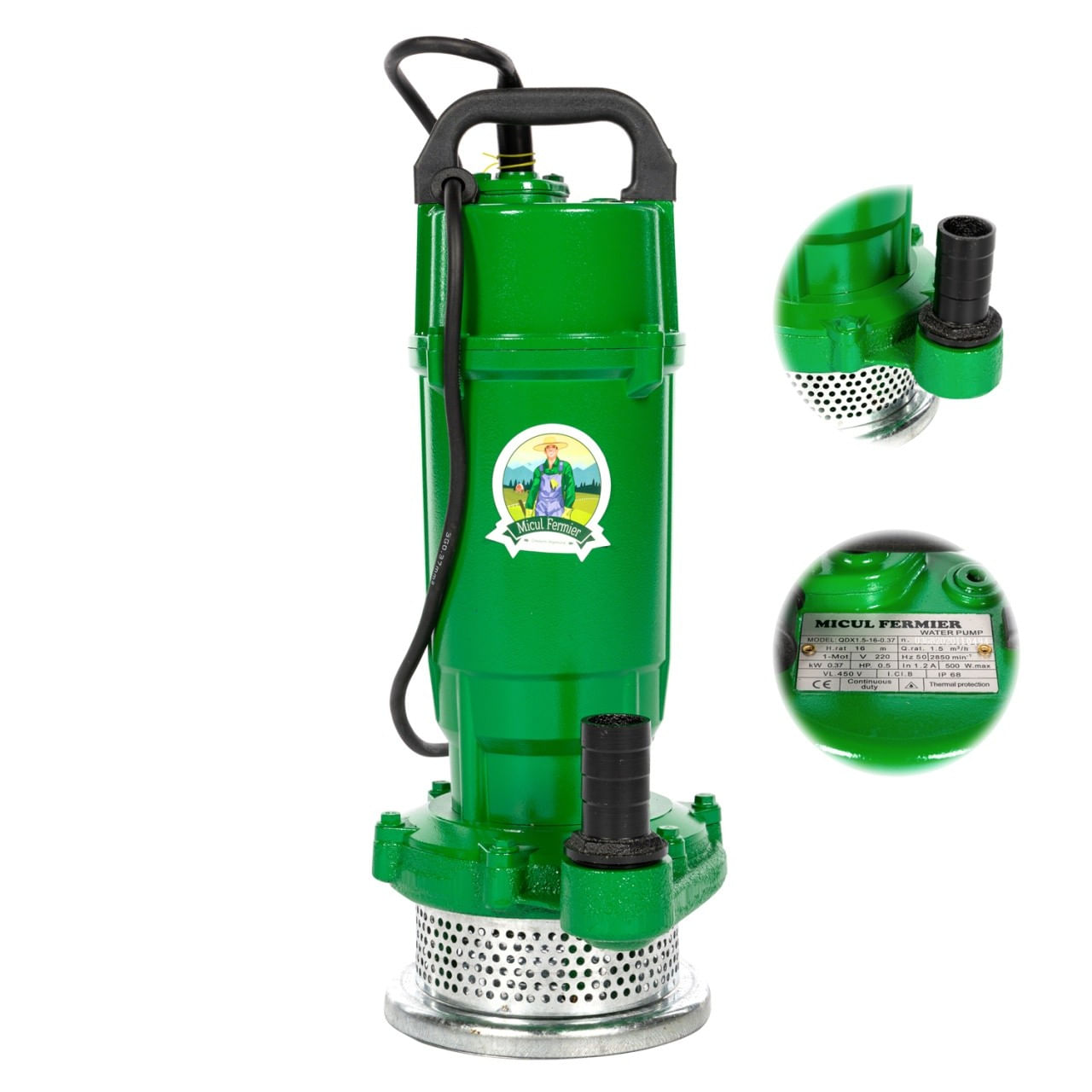 Pompa submersibila micul fermier, 0.37 kw, debit maxim 3900 l/h, inaltime maxima de pompare 16m, corp pompa fonta — imaginea 2