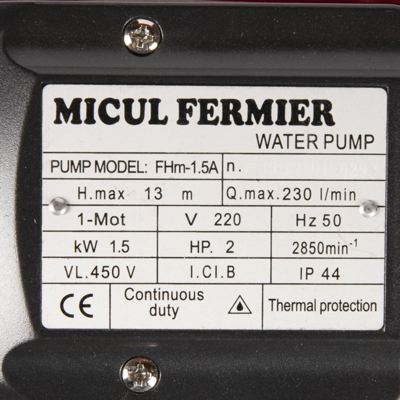 Pompa de suprafata micul fermier, 1.5 kw, debit maxim 12000 l/h, inaltime maxima de pompare 13m, corp pompa fonta — imaginea 3