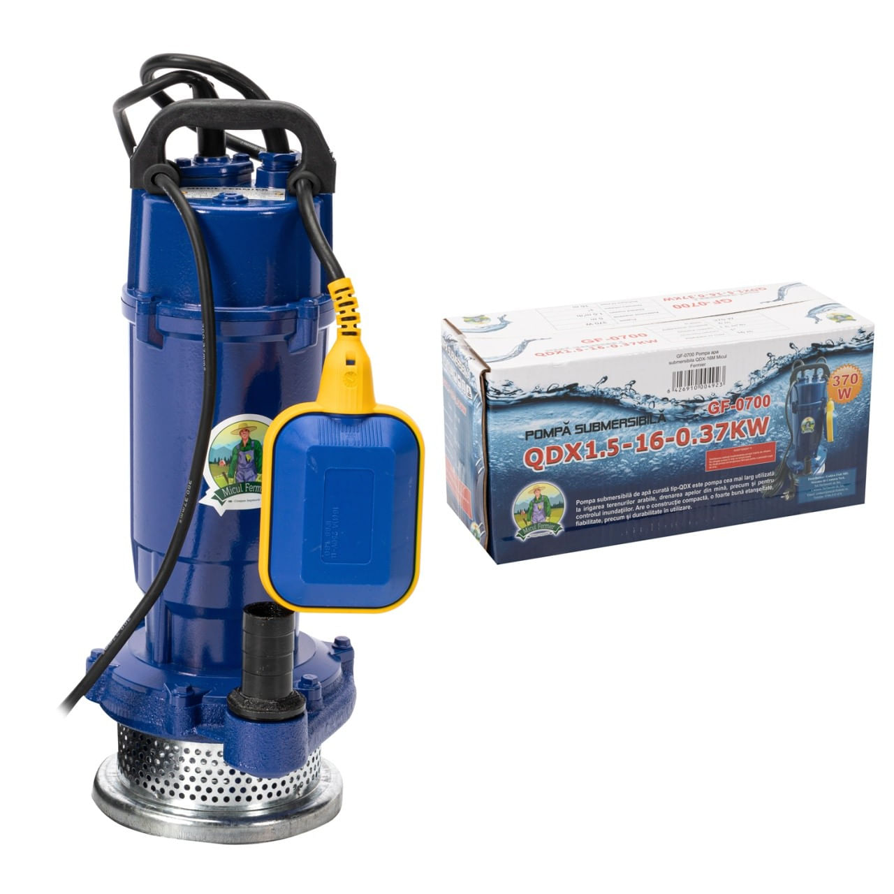 Pompa evacuare micul fermier, 0.37 kw, debit maxim 3900 l/h, inaltime maxima de pompare 16m, corp pompa fonta, cu plutit — imaginea 3