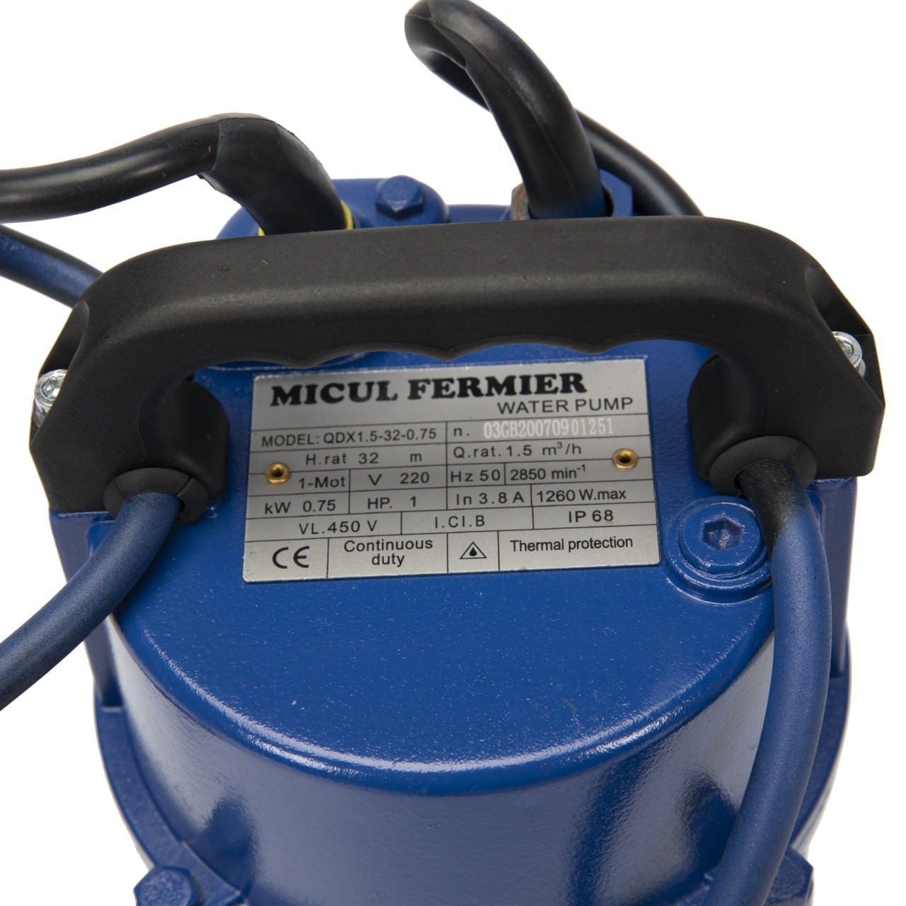 Pompa evacuare micul fermier, 0.75 kw, debit maxim 3900 l/h, inaltime maxima de pompare 32m, corp pompa fonta, cu plutit — imaginea 3