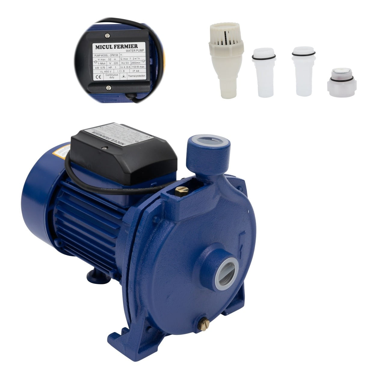 Pompa de suprafata micul fermier, 0.75 kw, debit maxim 6600 l/h, inaltime maxima de pompare 30m, corp pompa fonta — imaginea 2