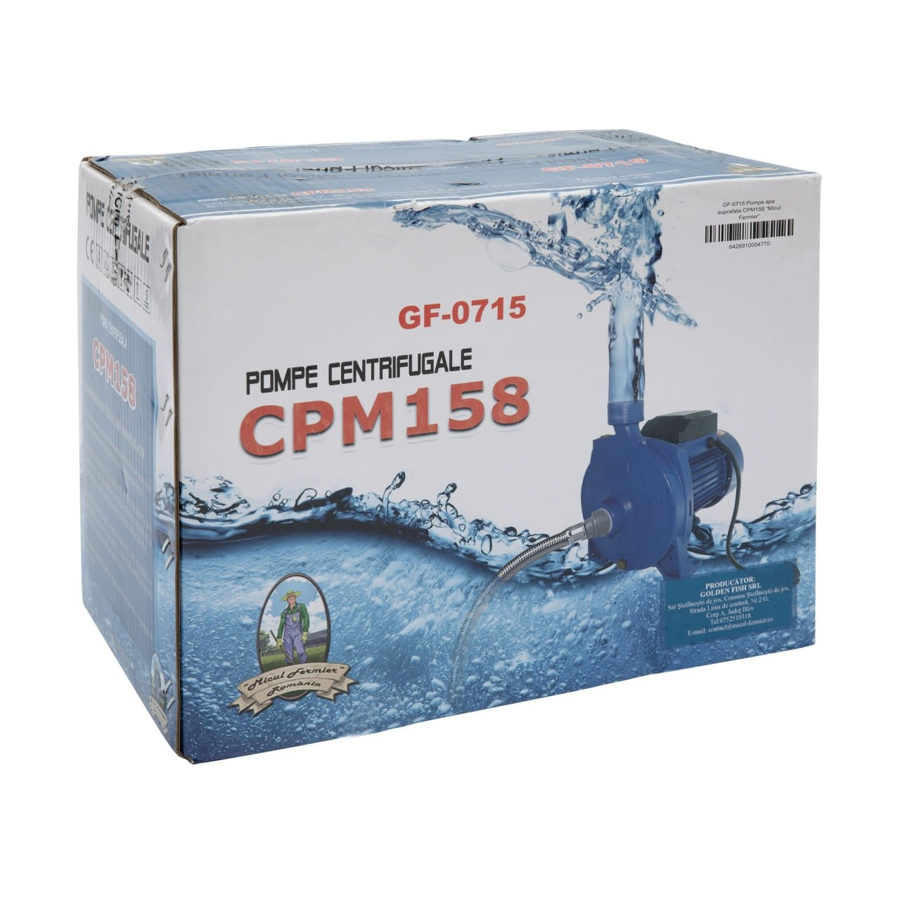 Pompa de suprafata micul fermier, 0.75 kw, debit maxim 6600 l/h, inaltime maxima de pompare 30m, corp pompa fonta — imaginea 6