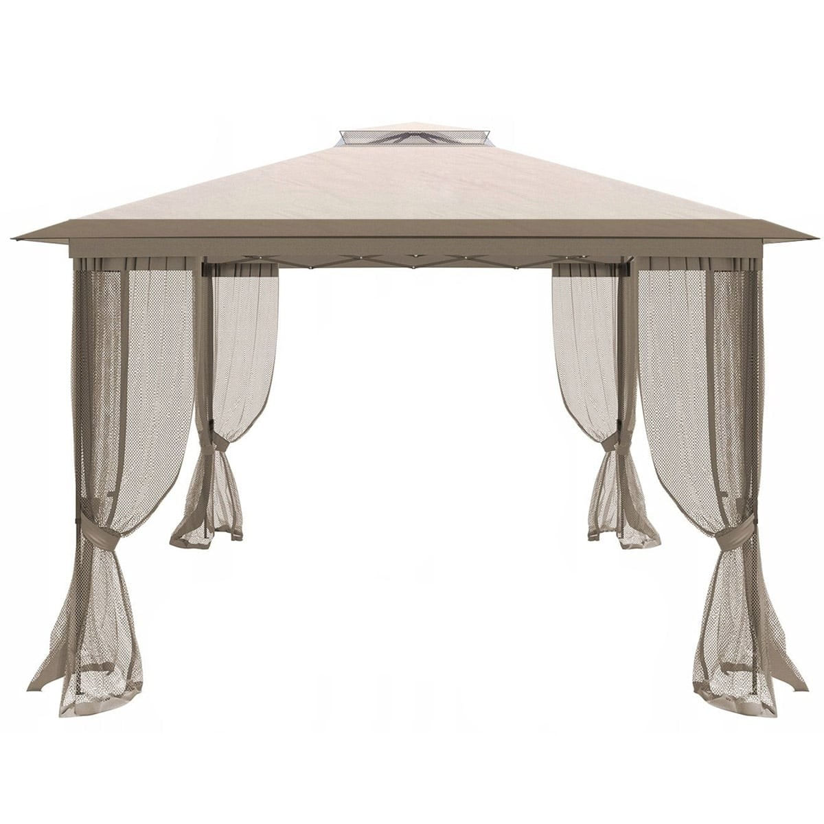 Pavilion gradina pop-up 300x300 cm cu 4 pereti plasa tantari, PE 110g/m2 impermeabil, copertina suplimentara, inaltime — imaginea 4