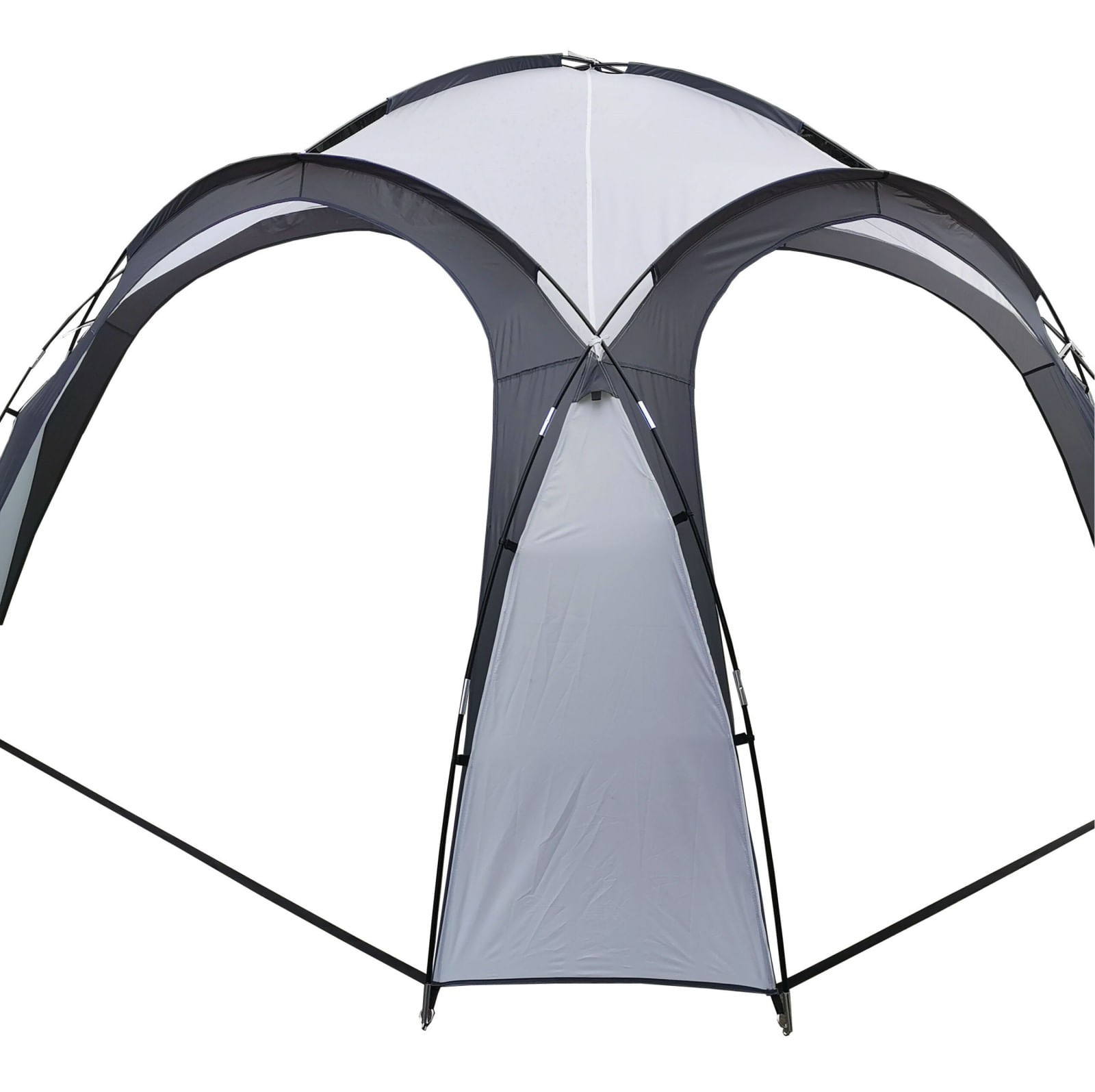 Pavilion gradina 350x350x230 cm, structura fibra de sticla, acoperis poliester impermeabil, gri cu alb — imaginea 4