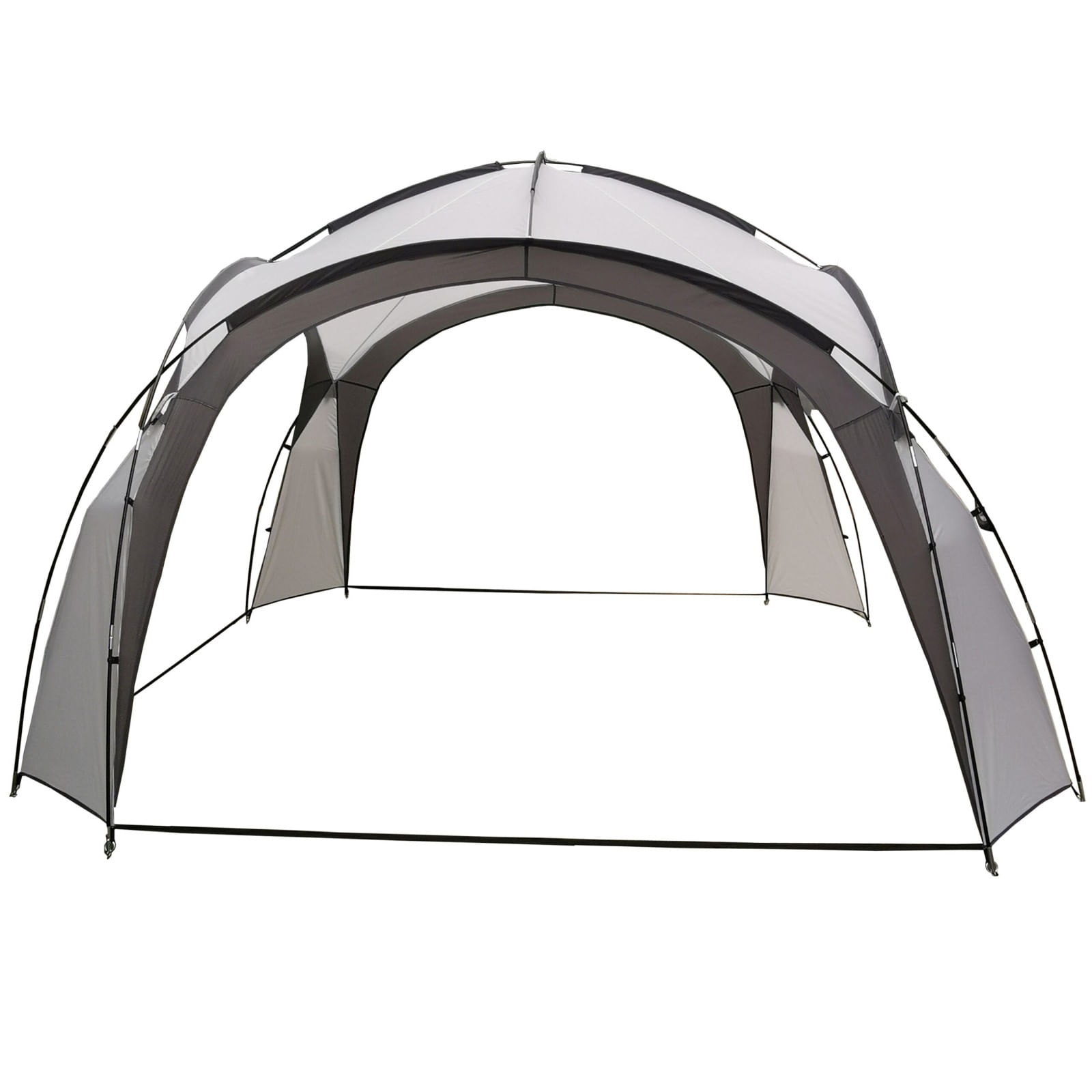 Pavilion gradina 350x350x230 cm, structura fibra de sticla, acoperis poliester impermeabil, gri cu alb — imaginea 6