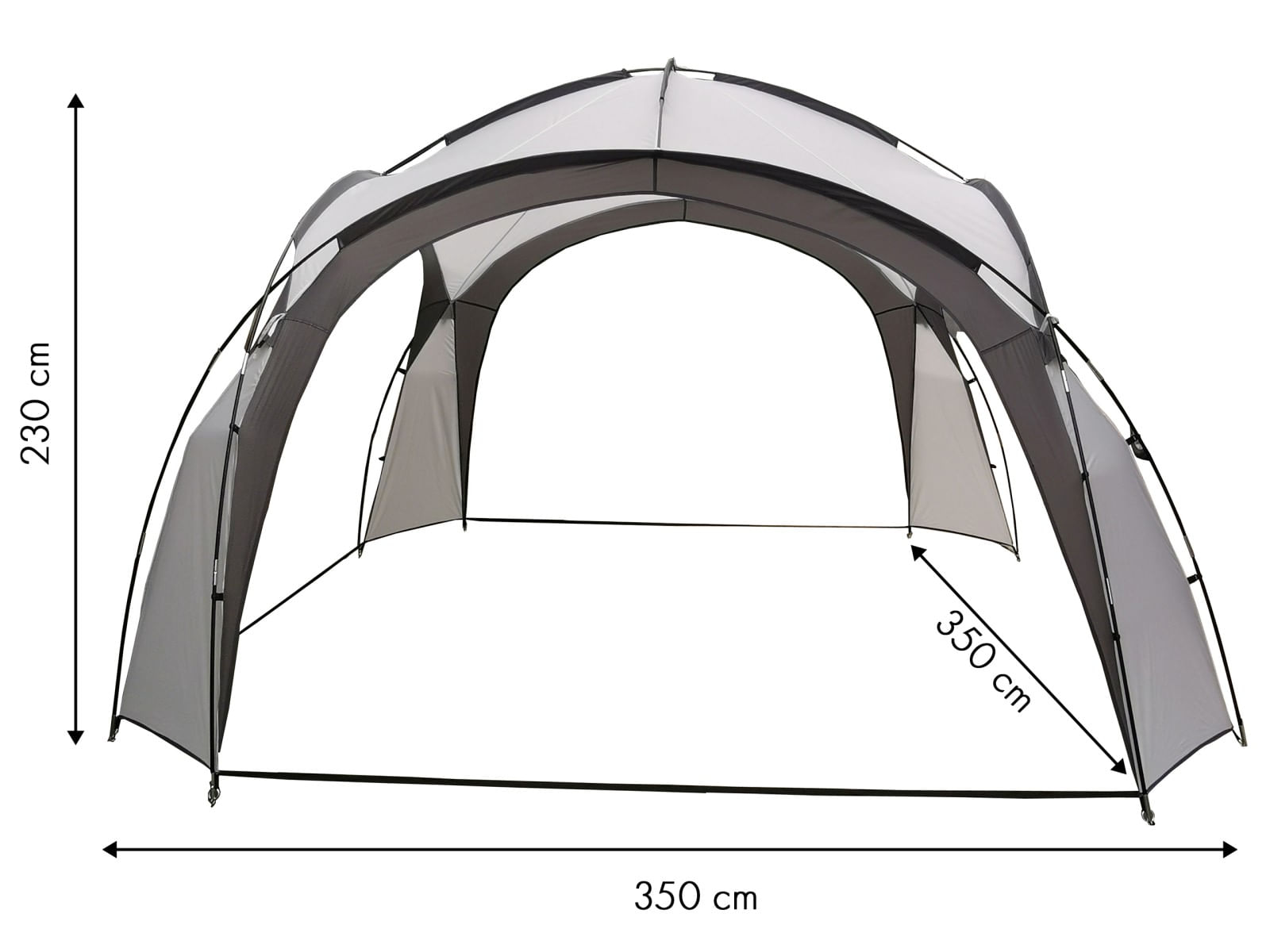 Pavilion gradina 350x350x230 cm, structura fibra de sticla, acoperis poliester impermeabil, gri cu alb — imaginea 9