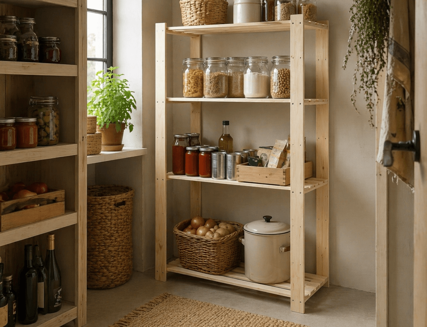 Etajera lemn masiv de molid cu 4 polite, 85x40x170 cm — imaginea 3