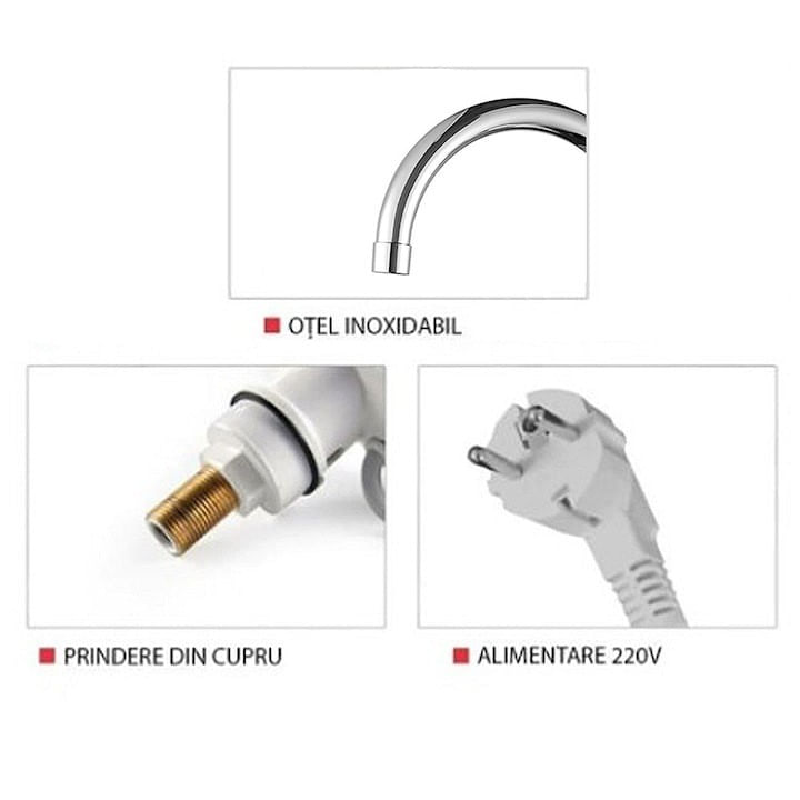 Robinet Electric FOTOFUN Flexibil Pentru Incalzit Apa cu Afisaj LED + Suport Mop, Autoadeziv, Fara Gaurire Pereti — imaginea 4