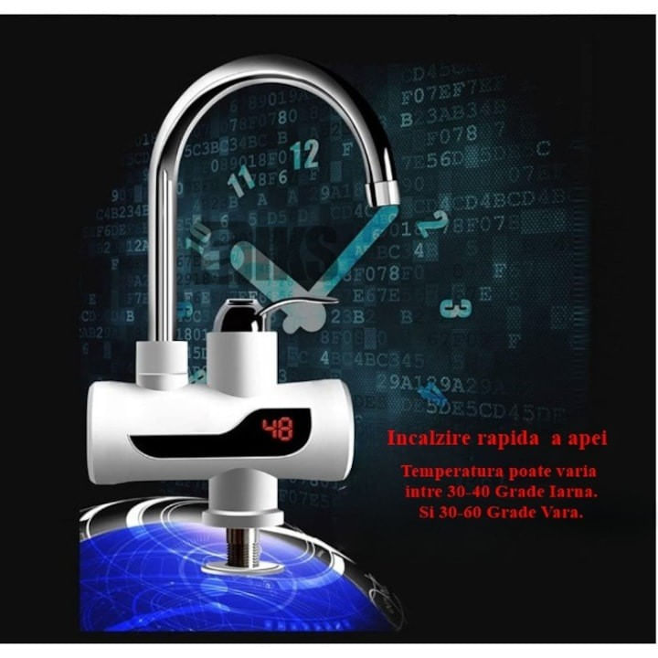 Robinet Electric FOTOFUN Flexibil Pentru Incalzit Apa cu Afisaj LED + Suport Mop, Autoadeziv, Fara Gaurire Pereti — imaginea 6