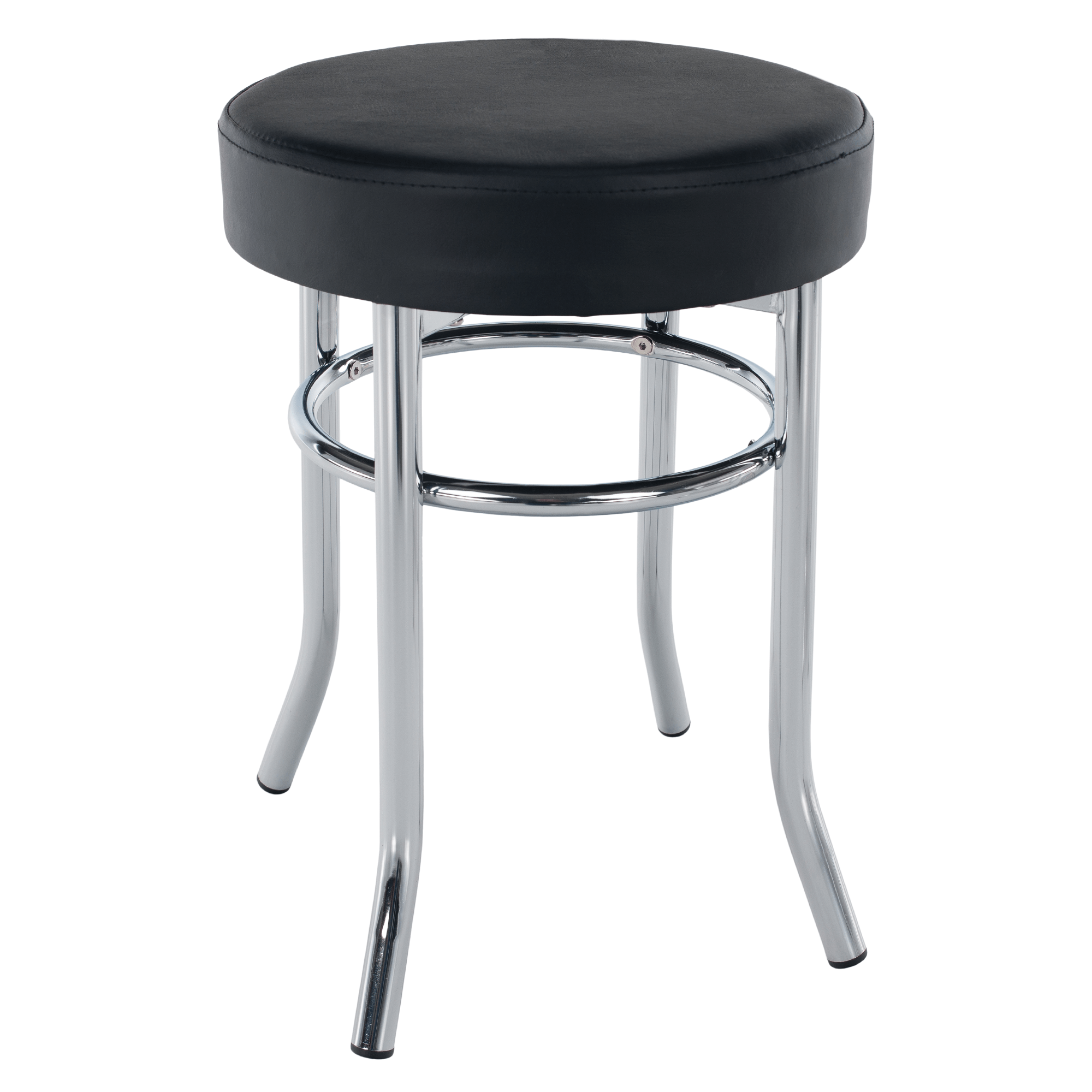 Taburet, piele ecologica neagra/crom, IRENA