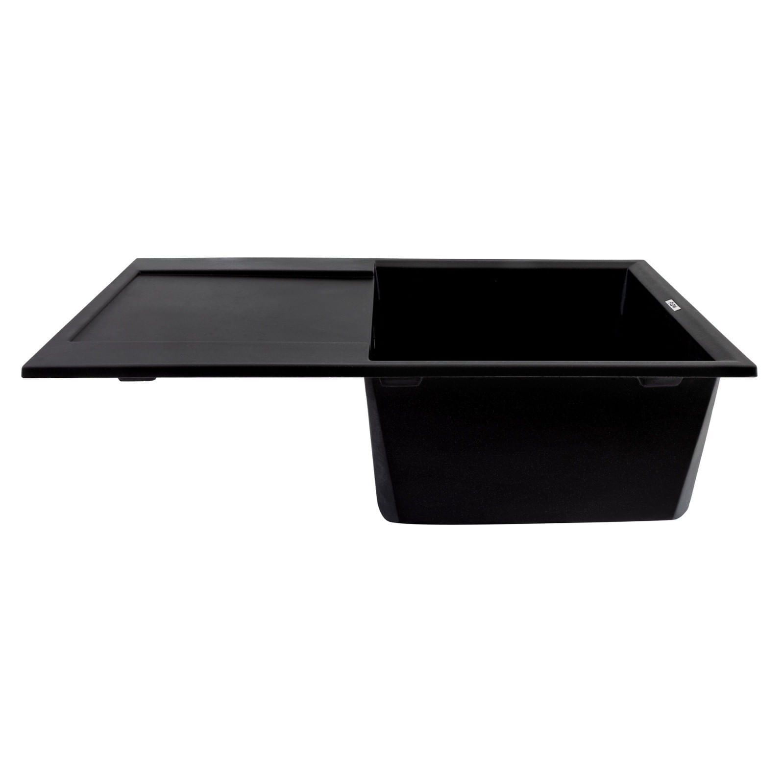 Chiuveta de bucatarie din granit cu o cuva si scurgator, seria HORIZON, Black 780x495x230 mm, FLOW FCB-7849HBM/1T — imaginea 3