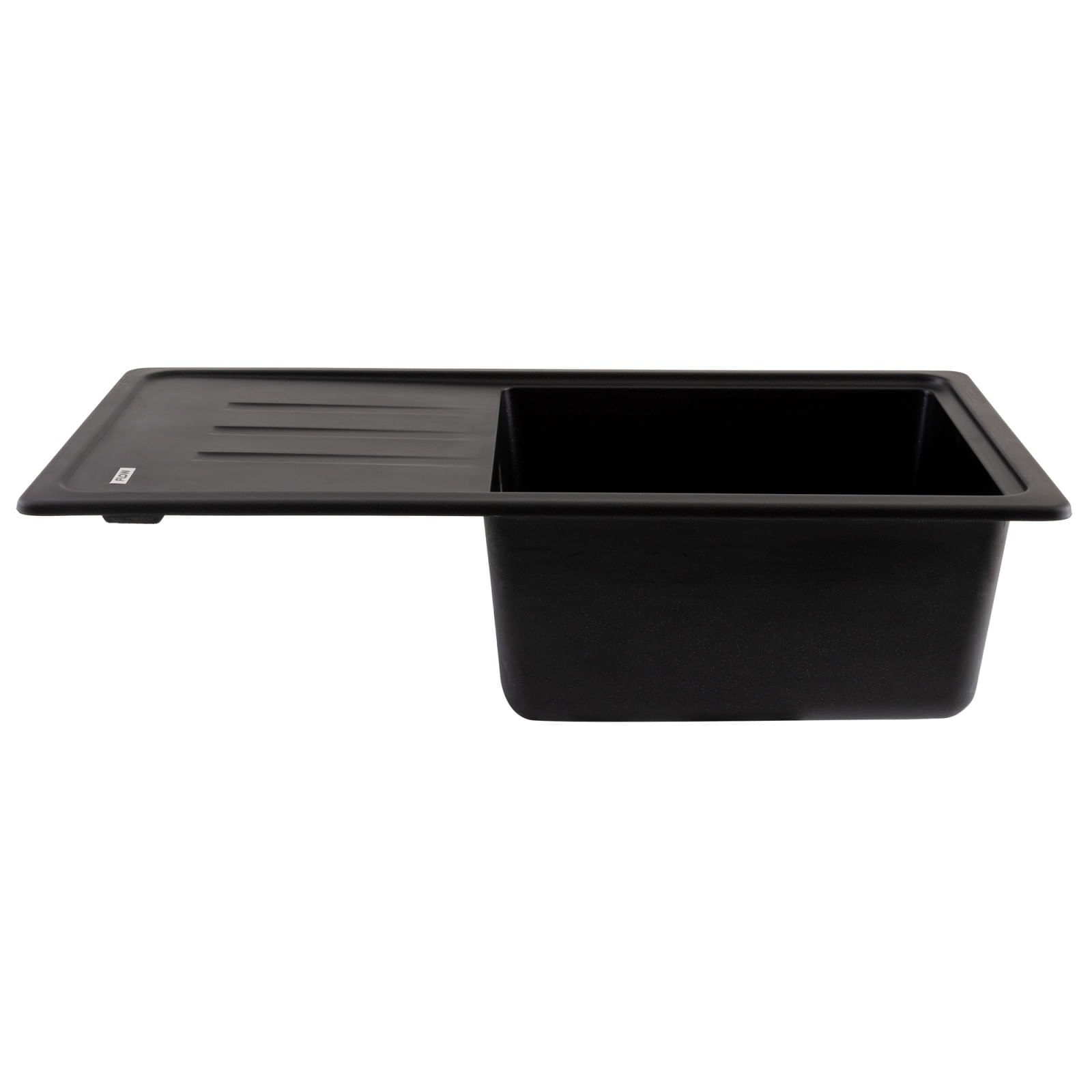 Chiuveta de bucatarie din granit cu o cuva si scurgator, seria SLIM LONG, Black, 780x435x200 mm, FLOW FCB-7843SLBM/1T — imaginea 3
