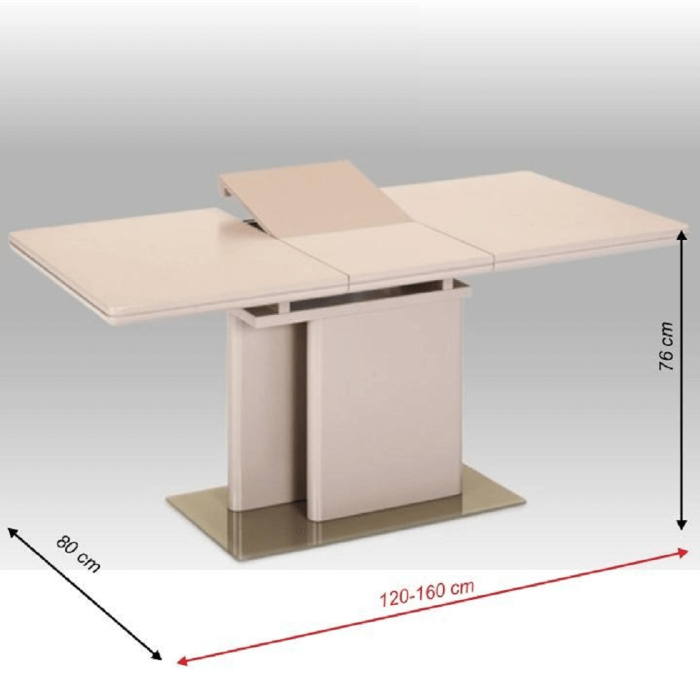 Masa de bucatarie extensibila, capuccino extra lucios HG, 120-160x80 cm, VIRAT