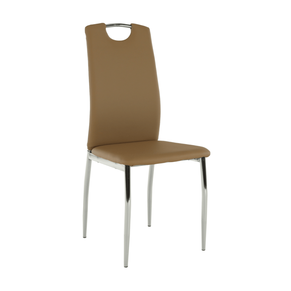 Scaun dining, piele ecologica bej/crom, ERVINA