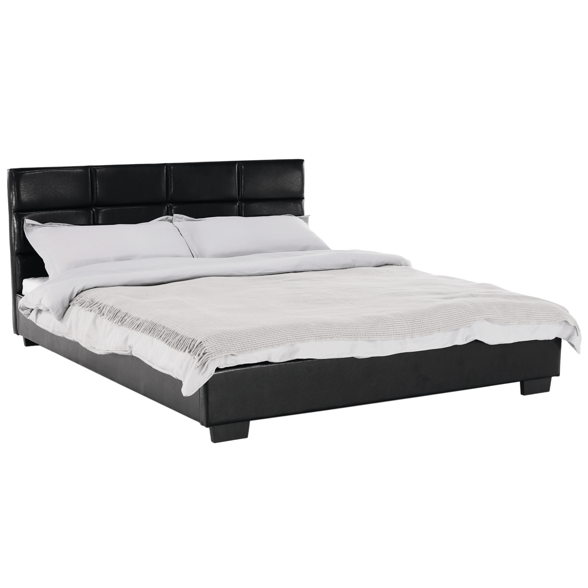 Pat matrimonial cu somiera, 160x200, piele eco