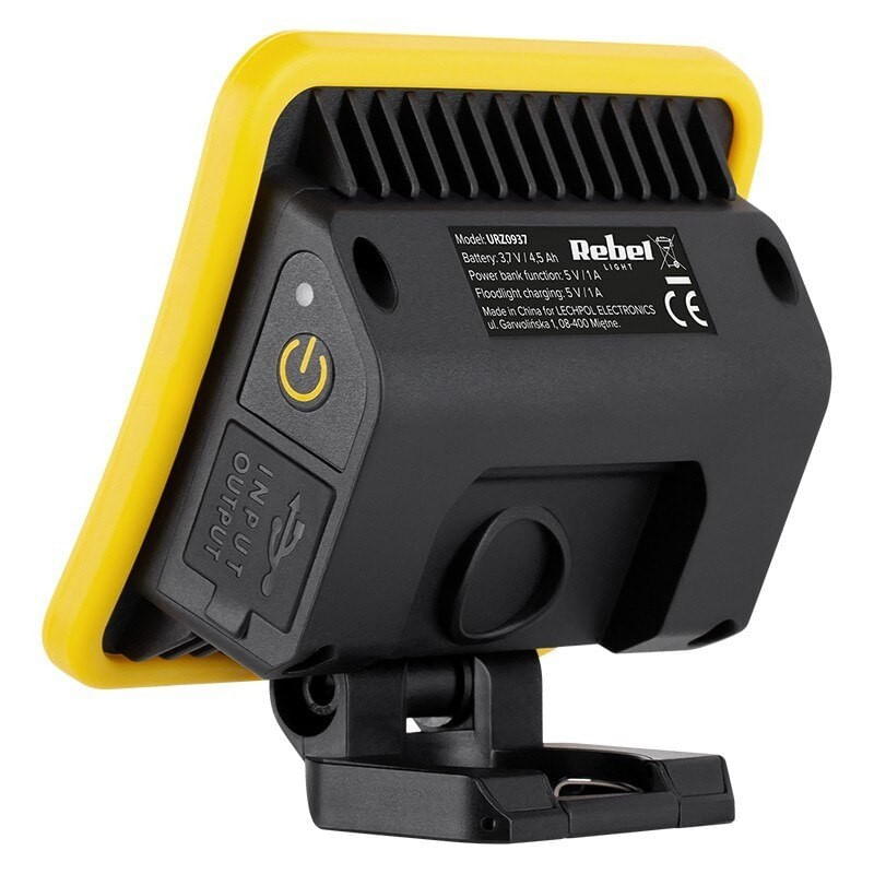 Proiector LED Rebel cu acumulator, 10W, 3.7V, 4.5Ah,1000lm, lumina neutra, 4000K — imaginea 4