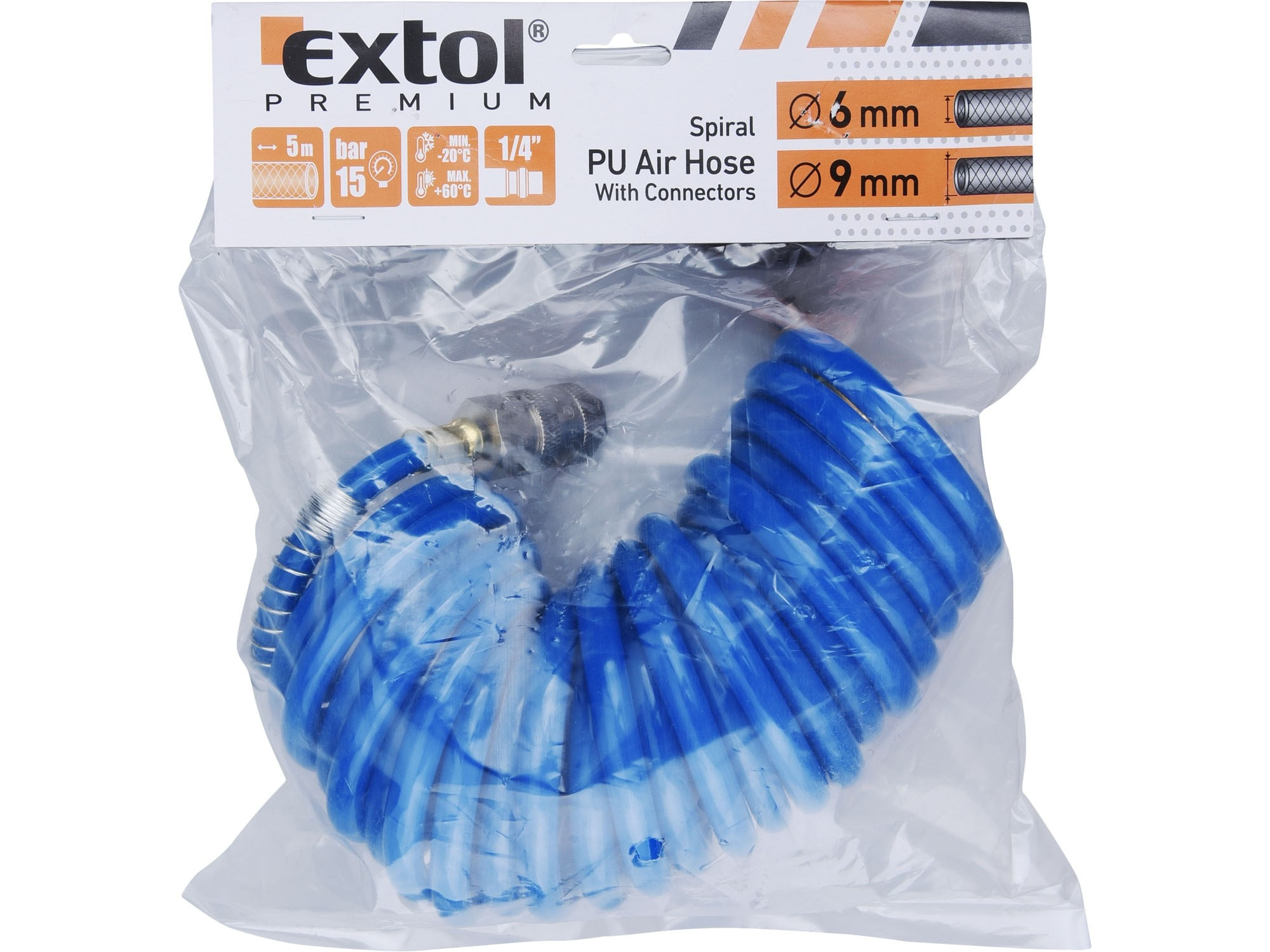 Furtun aer PU spiral, 1/4", 5m, EXTOL PREMIUM, 8865131 — imaginea 2