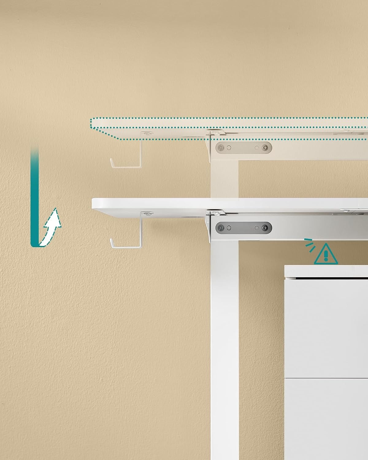 Birou electric reglabil pe inaltime, cadru metalic, functie memorie 4 pozitii, 160x70x(72-120) cm, alb — imaginea 9