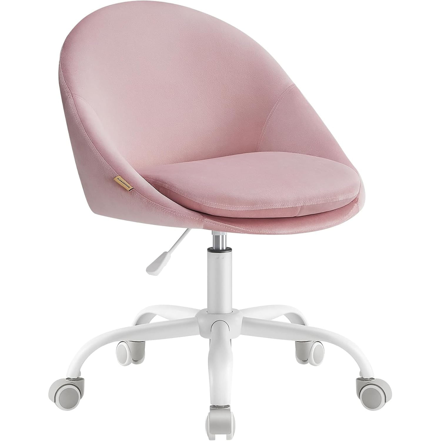 Scaun de birou ergonomic, inaltime reglabila, 60x60x(80-90) cm, roz pastel — imaginea 4
