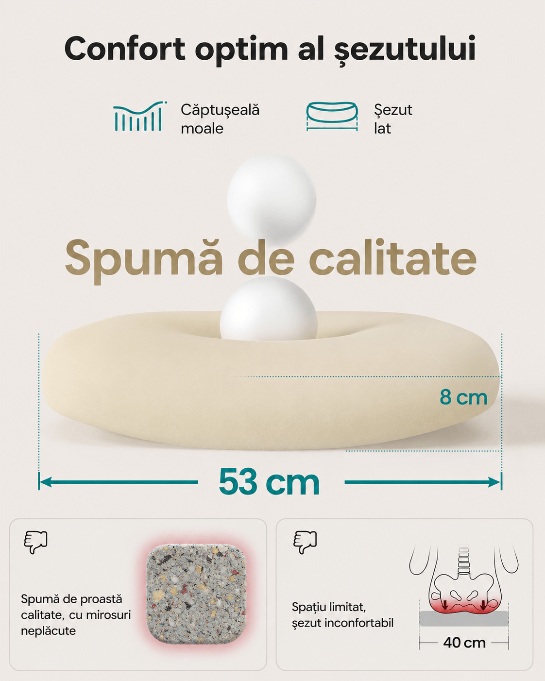 Scaun birou ergonomic cu tetiera, suport lombar reglabil si cotiere rabatabile, 64x64x130 cm, bej cappuccino — imaginea 2