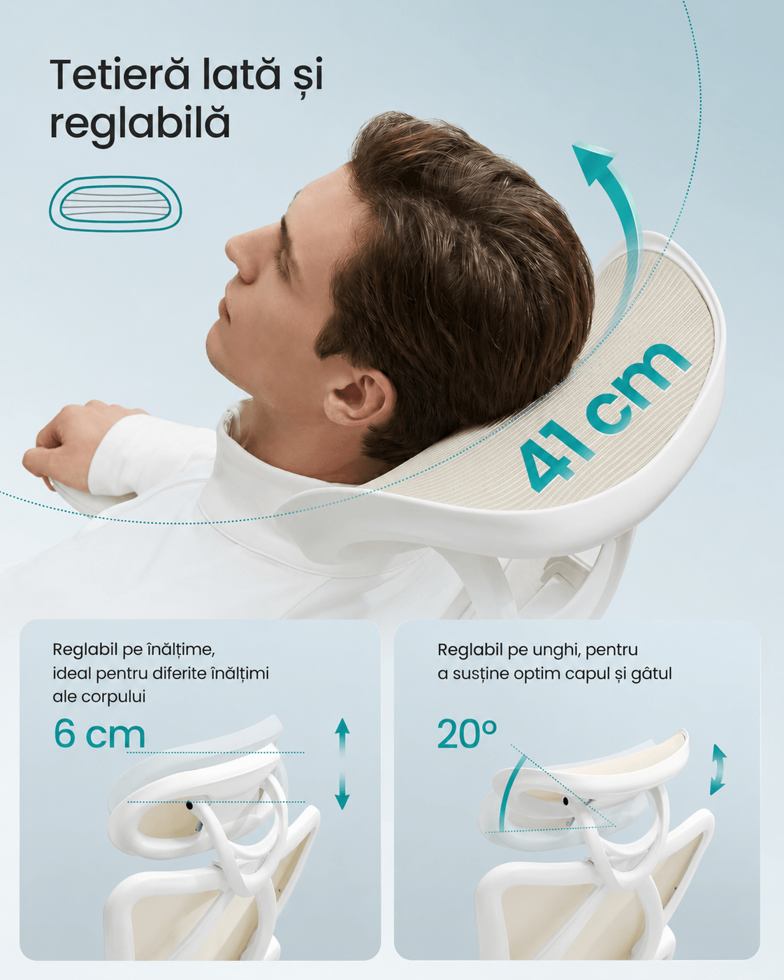 Scaun de birou ergonomic reglabil cu suport lombar si tetiera, maxim 120 kg, 70x70x125 cm, bej cappuccino — imaginea 4