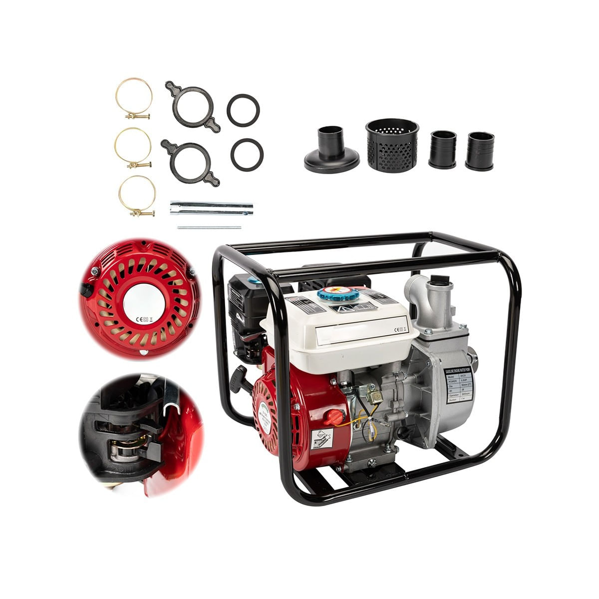 Motopompa pe benzina DDT Profesional, Putere 6.5 CP, Debit 30 mc/h, Inaltime 28 m, Ideala pentru irigatii — imaginea 6