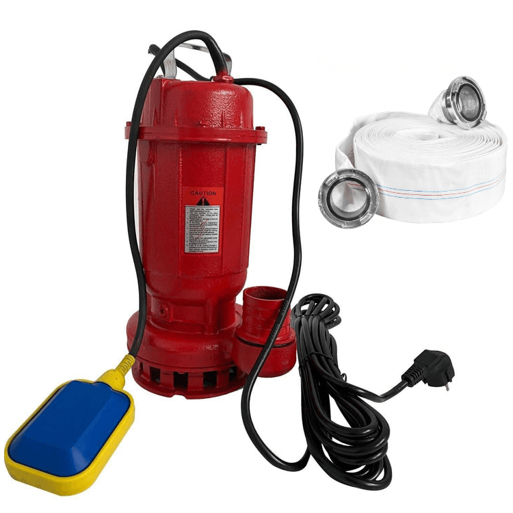 Pachet Pompa apa murdara din fonta DDT WQD10, Cu plutitor, Putere 1100 W, Furtun pompier 20 m inclus — imaginea 4