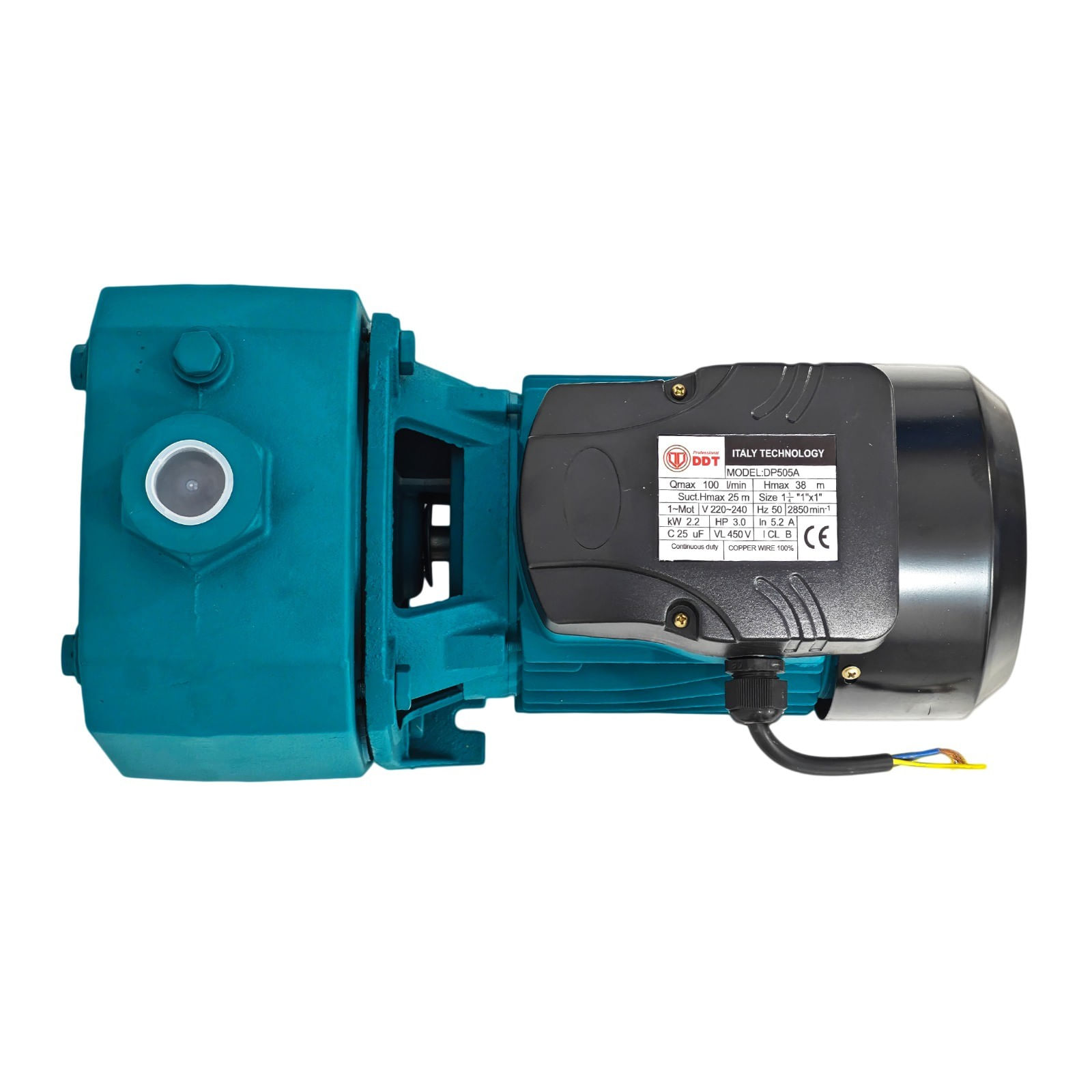 Pompa de suprafata cu ejector DDT DP505A, Putere 2200 W, Debit 100 l/min, Absorbtie 38 m, Ideala pentru puturi adanci — imaginea 3