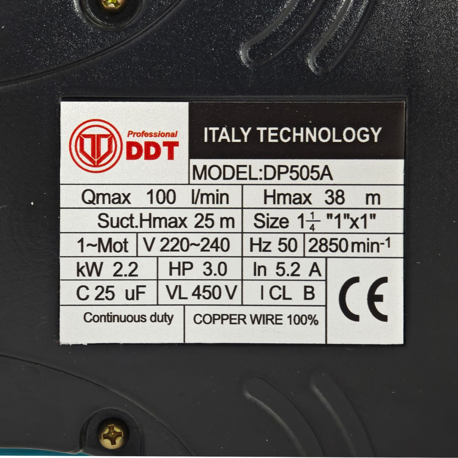 Pompa de suprafata cu ejector DDT DP505A, Putere 2200 W, Debit 100 l/min, Absorbtie 38 m, Ideala pentru puturi adanci — imaginea 8