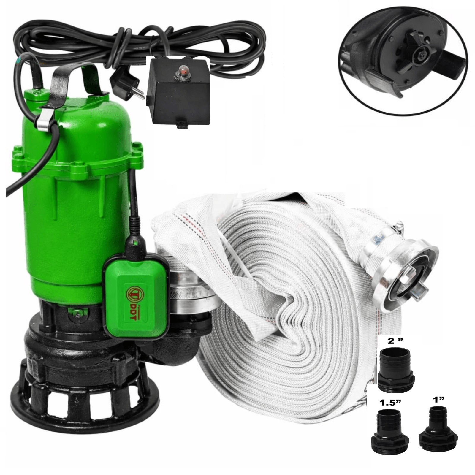 Pompa submersibila apa murdara DDT WQCD10-10-0.95F, Cu cutit, Debit 25000 L/h, Cu furtun pompier 20 m inclus — imaginea 6