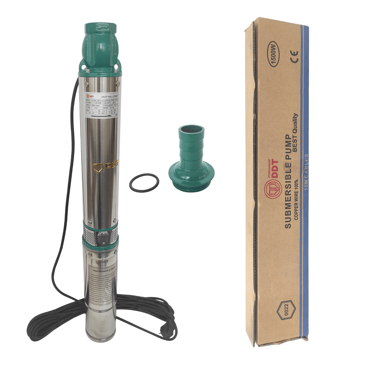 Pompa submersibila de mare adancime DDT QJD120-1.5, Inox, 8 turbine, Cu presostat, Ideala pentru puturi adanci — imaginea 3