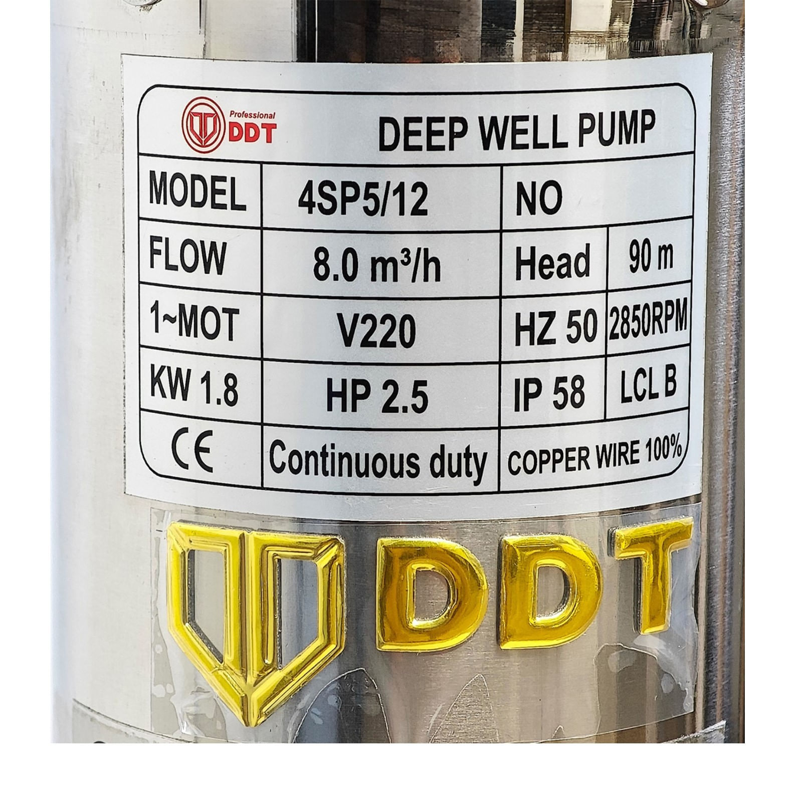 Pompa submersibila de adancime DDT 4SP5/12, Putere 1.8 kW, Debit 8 mc/h, 12 turbine inox, Rezistenta la nisip — imaginea 5