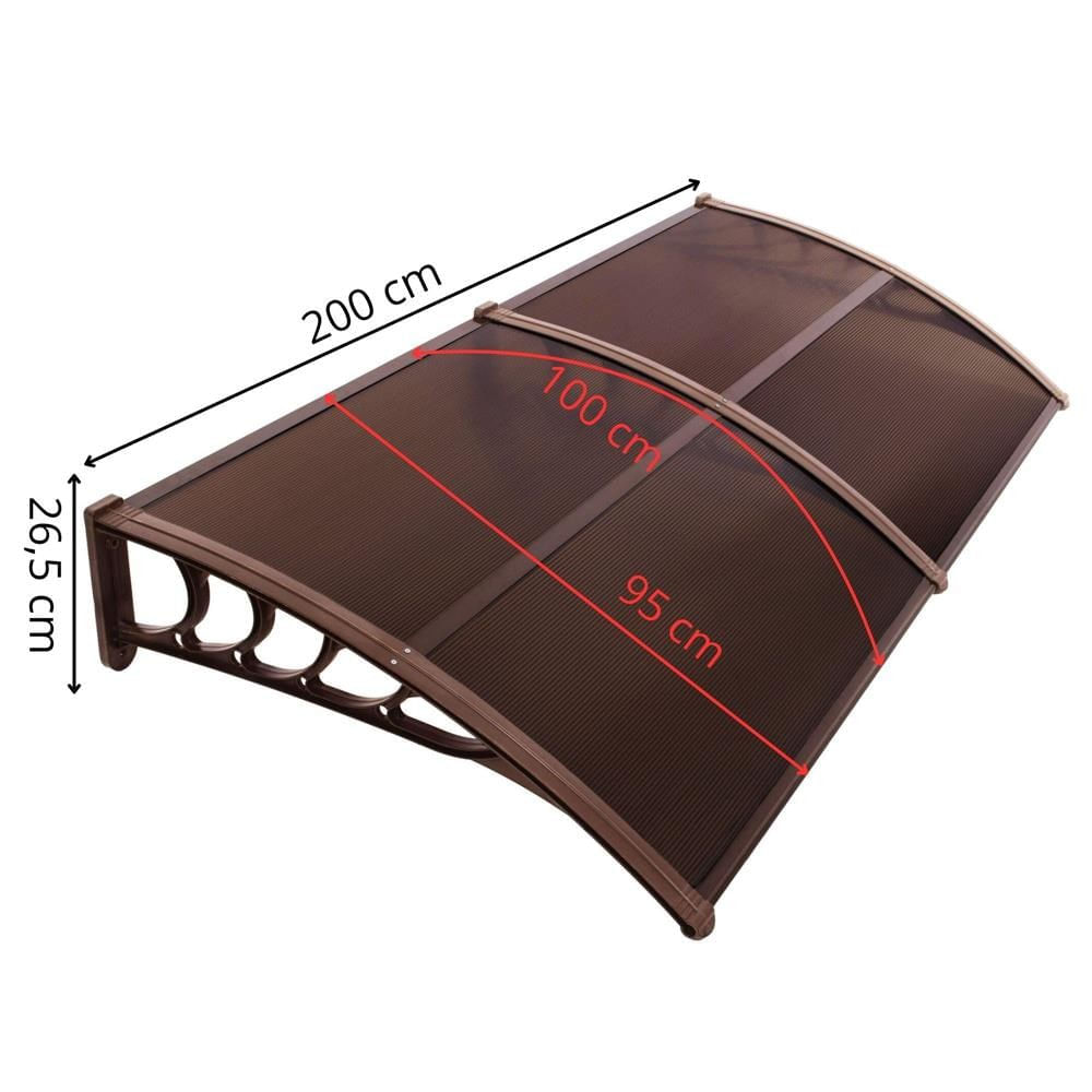 Copertina dubla protectie usa si fereastra, policarbonat cu protectie UV, 200 x 100 cm, maro transparent — imaginea 16