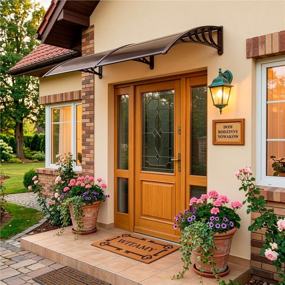 Copertina dubla protectie usa si fereastra, policarbonat cu protectie UV, 200 x 100 cm, maro transparent — imaginea 17