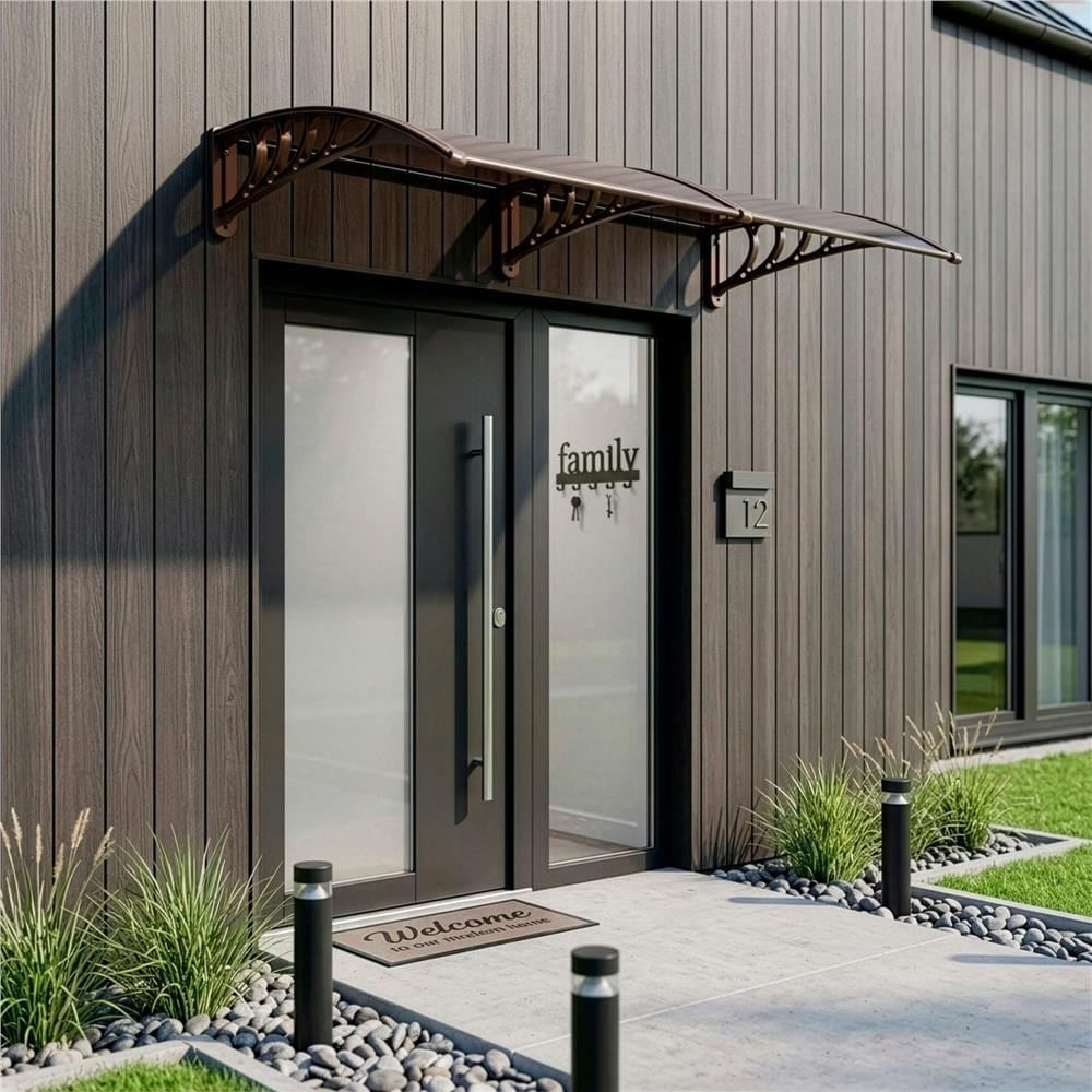 Copertina dubla protectie usa si fereastra, policarbonat cu protectie UV, 200 x 100 cm, maro transparent — imaginea 18
