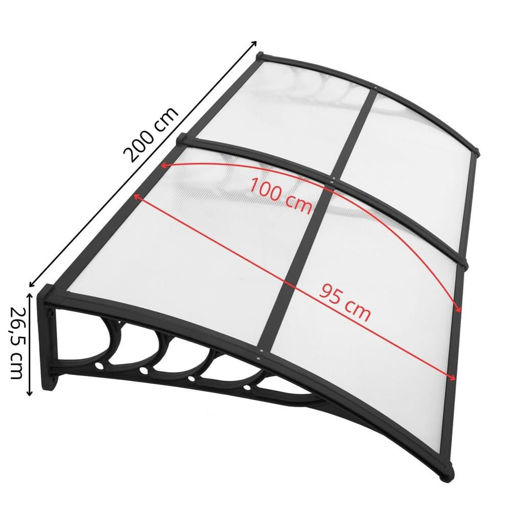 Copertina dubla protectie usa si fereastra, policarbonat cu protectie UV, 200 x 100 cm, negru transparent — imaginea 16