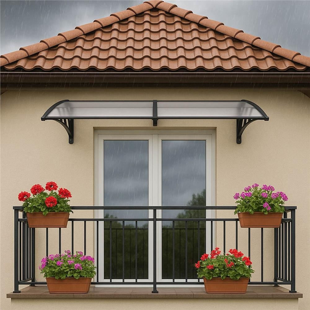 Copertina dubla protectie usa si fereastra, policarbonat cu protectie UV, 200 x 100 cm, negru transparent — imaginea 17