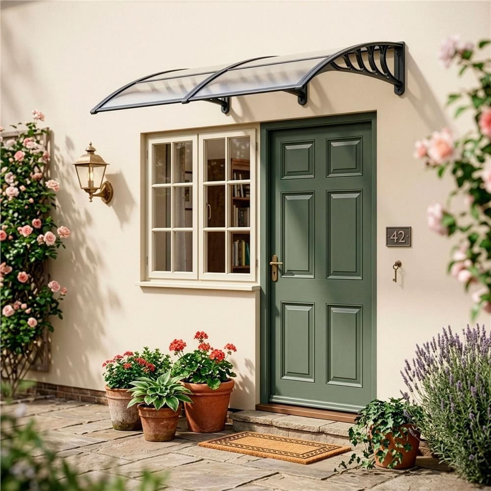 Copertina dubla protectie usa si fereastra, policarbonat cu protectie UV, 200 x 100 cm, negru transparent — imaginea 19