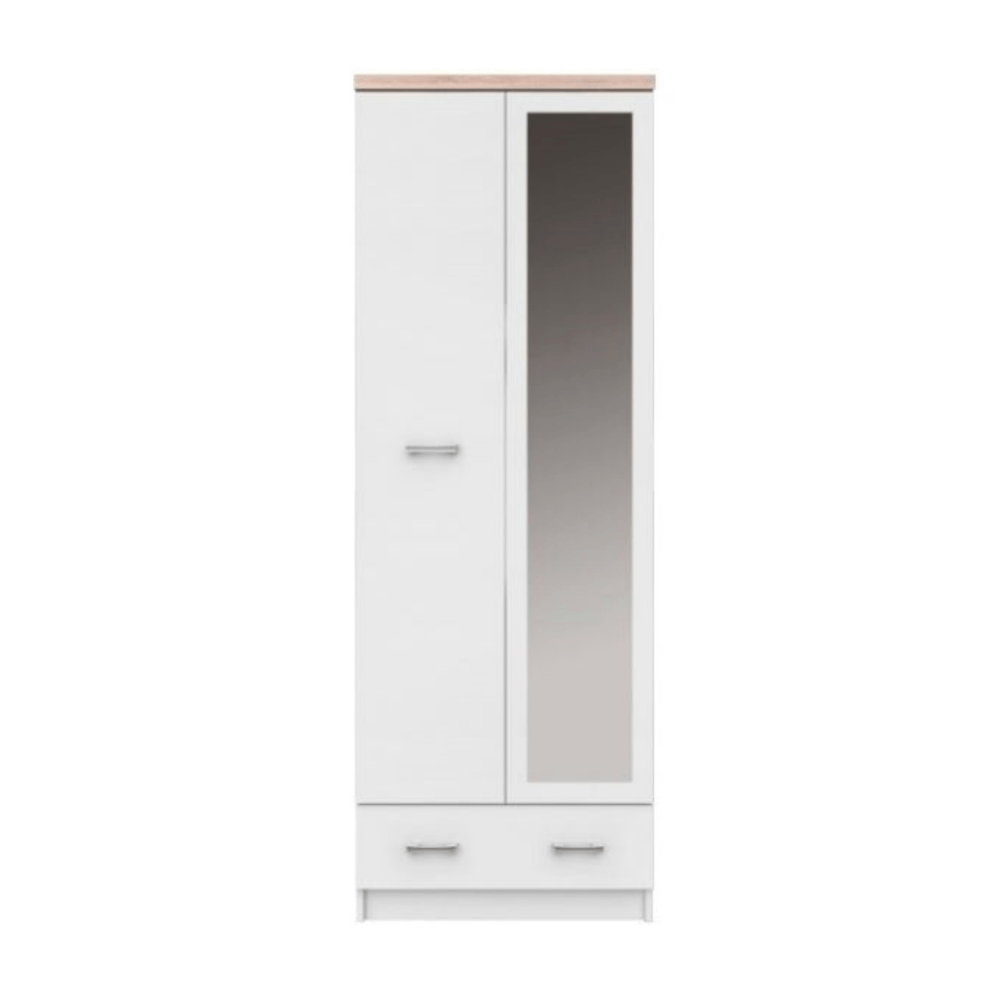 Dulap cu oglinda 2D1S/60, alb / stejar Sonoma, TOPTY TYP 37