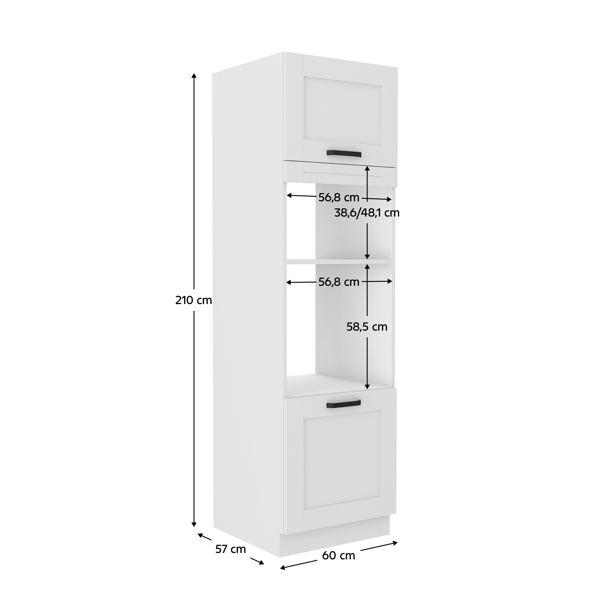 Dulap inalt pentru cuptor si cuptor cu microunde, alb, LULA 60 DPM-210 2F
