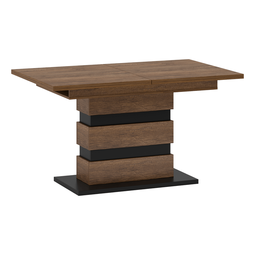 Masa de luat masa plianta, stejar bolzano / negru, 140-180x86 cm, DELIS S