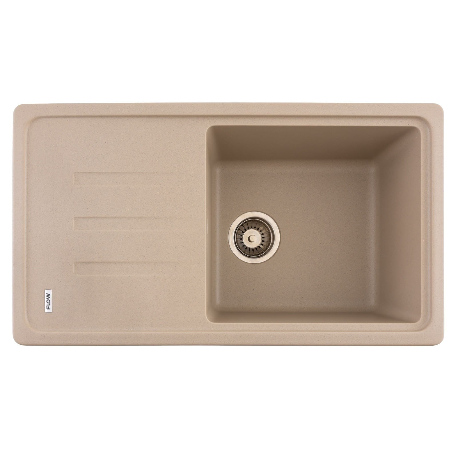 Chiuveta de bucatarie din granit cu o cuva si scurgator, seria SLIM LONG, Sahara, 780x435x200 mm, FLOW FCB-7843SLS/1T